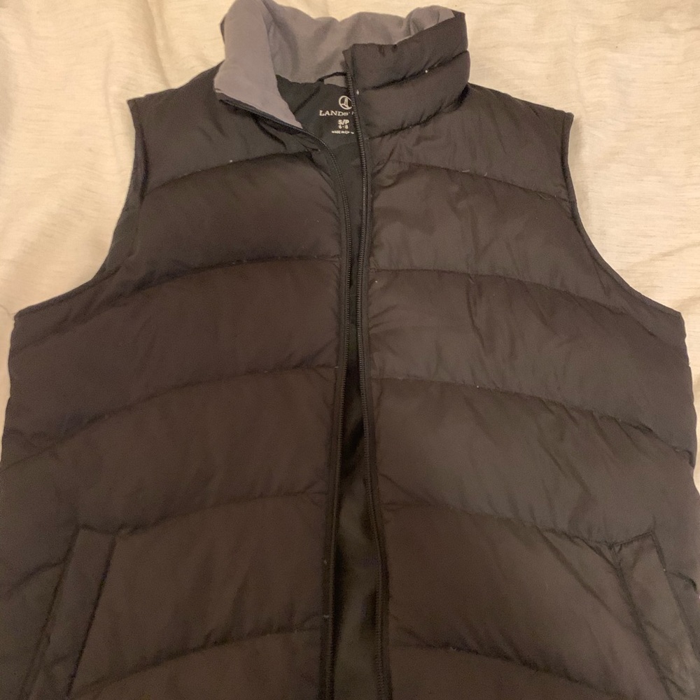 Lands End Black Puffer Vest